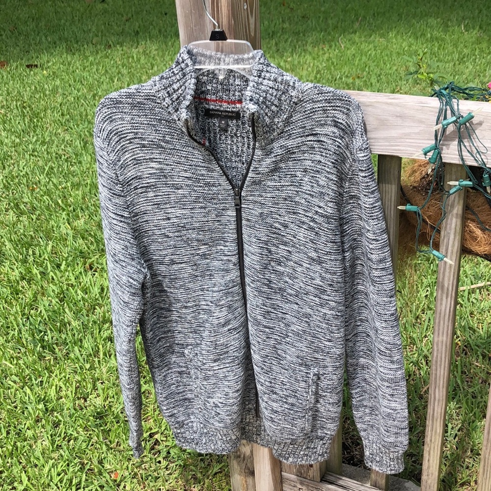 Banana Republic Womens zip -up Sweater Grey Size M